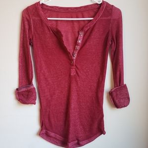 Aeropóstle Sheer Rib Long Sleeve Button Down Top